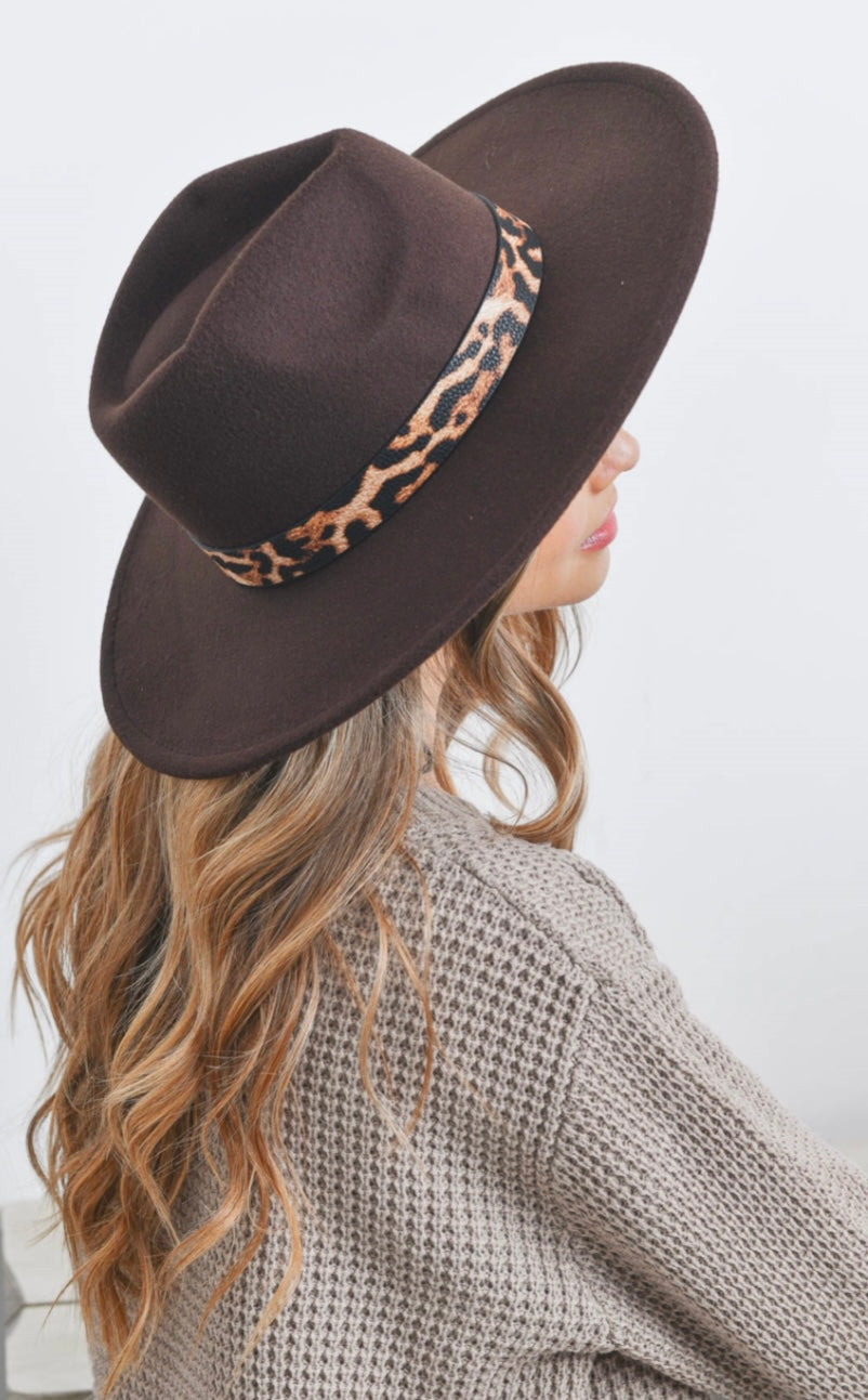 Nate Leopard Band Brim Hat