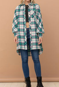 Angie Long Plaid Top