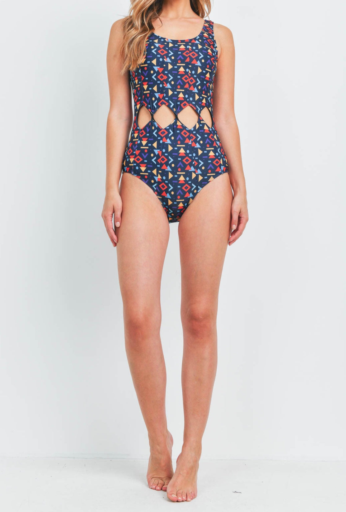 Navy Printed Swimsuit