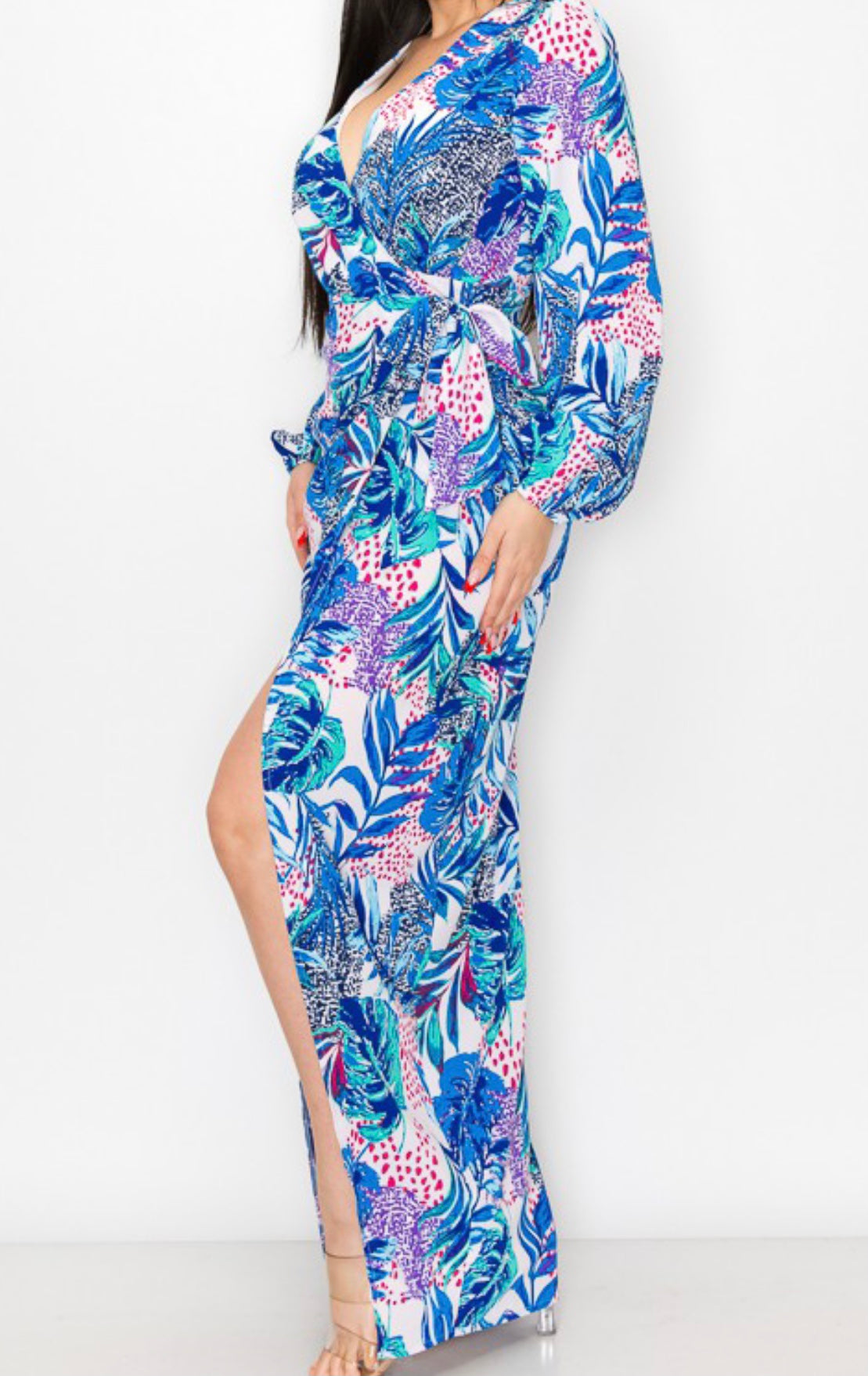 Sarah Printed Wrap Maxi Dress