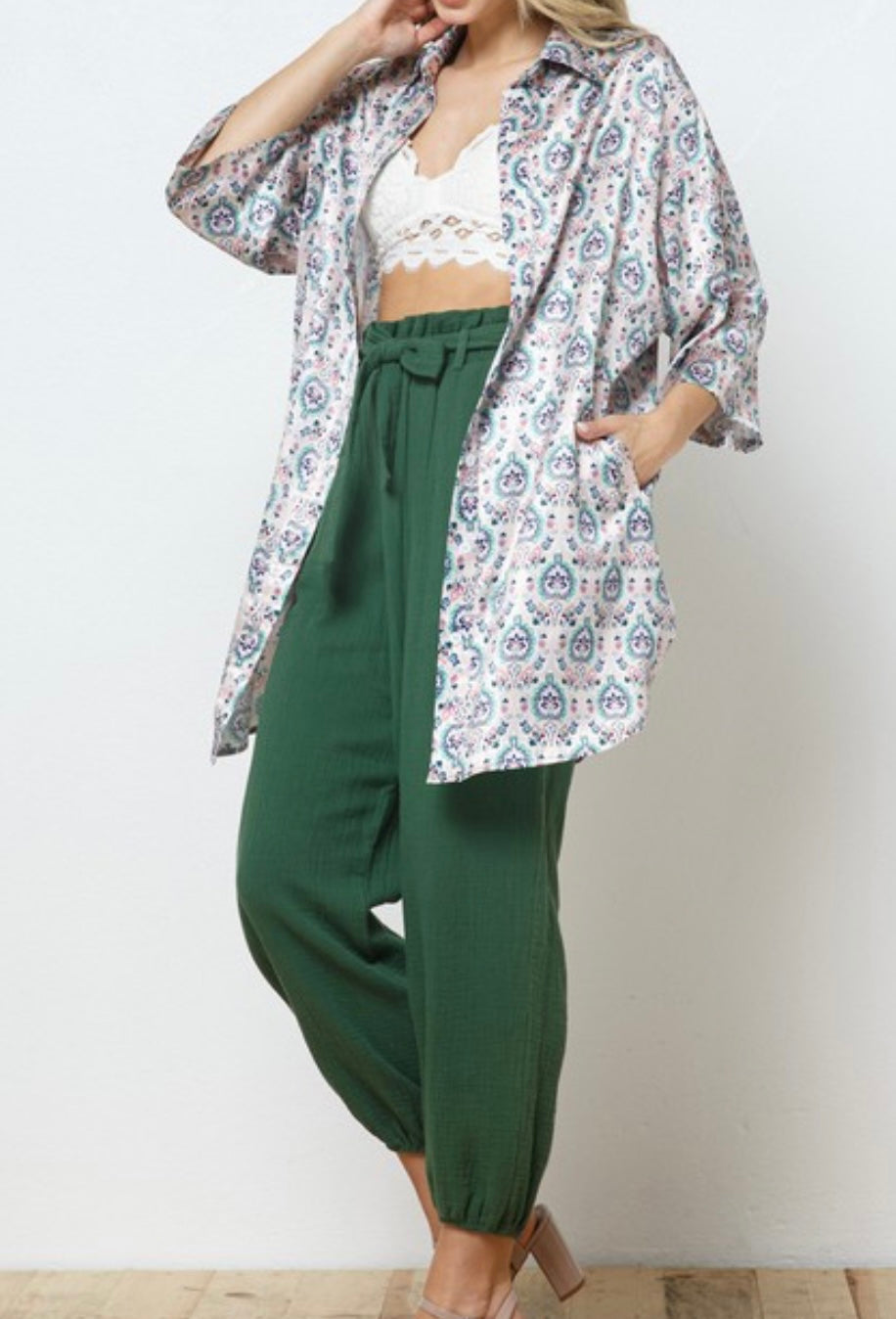Nina Paisley Satin Long Shirt