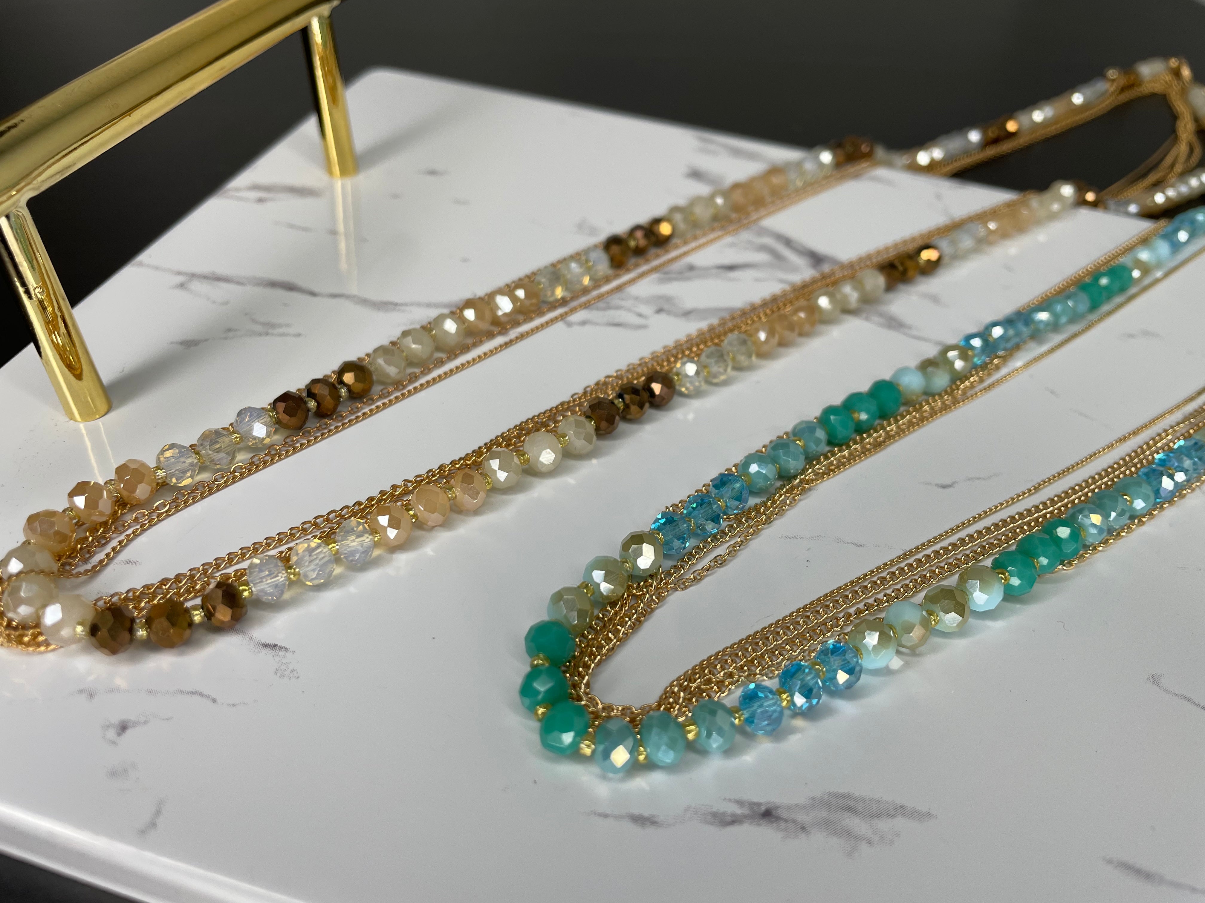 Multi Chain + Beaded Long Necklace (Multiple Colors Available)