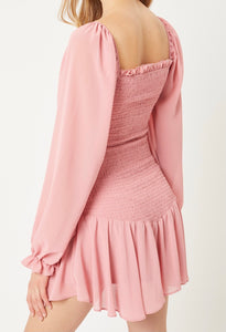Luna Smocked Long Sleeve Dress - Size L