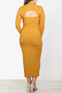 Curvy Mustard Midi Dress Set