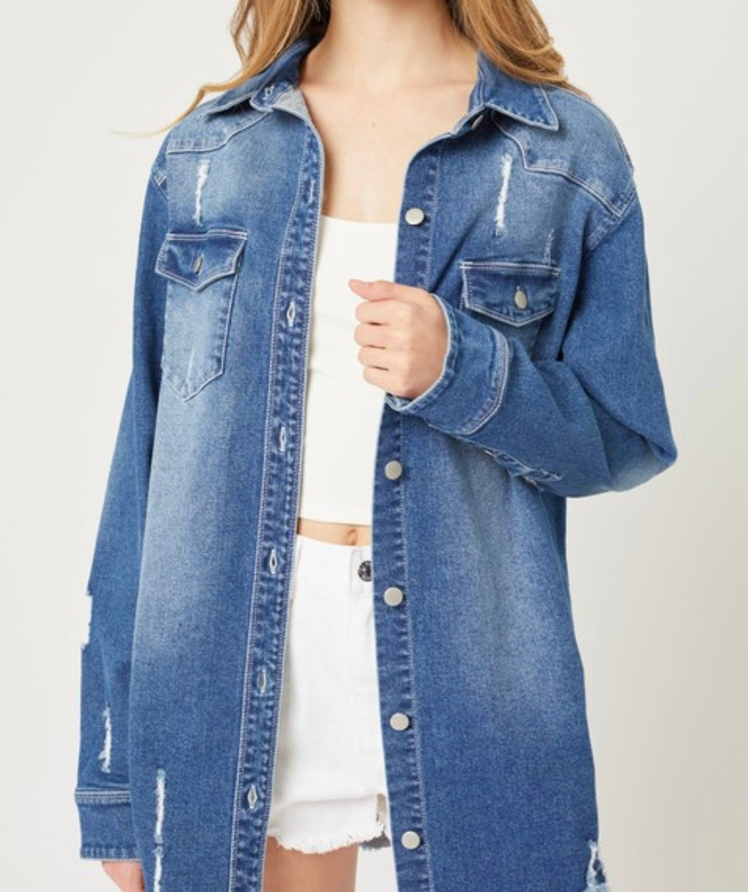Zully Denim Long Shirt - Size L