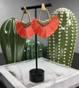 Coral Tassel Earrings
