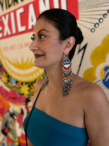 Long Beaded Fringe Earrings