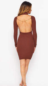 Nina Open Back Turtleneck Dress