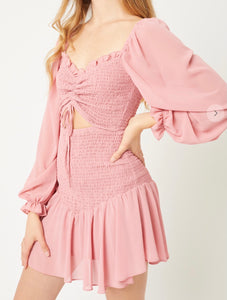 Luna Smocked Long Sleeve Dress - Size L