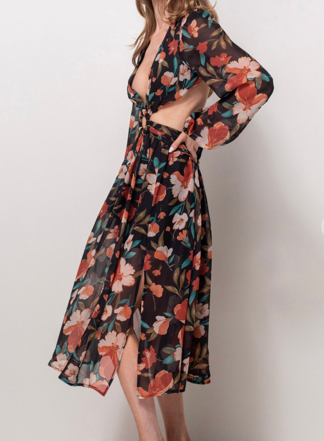 Serenity Floral Open Back Dress - Size L