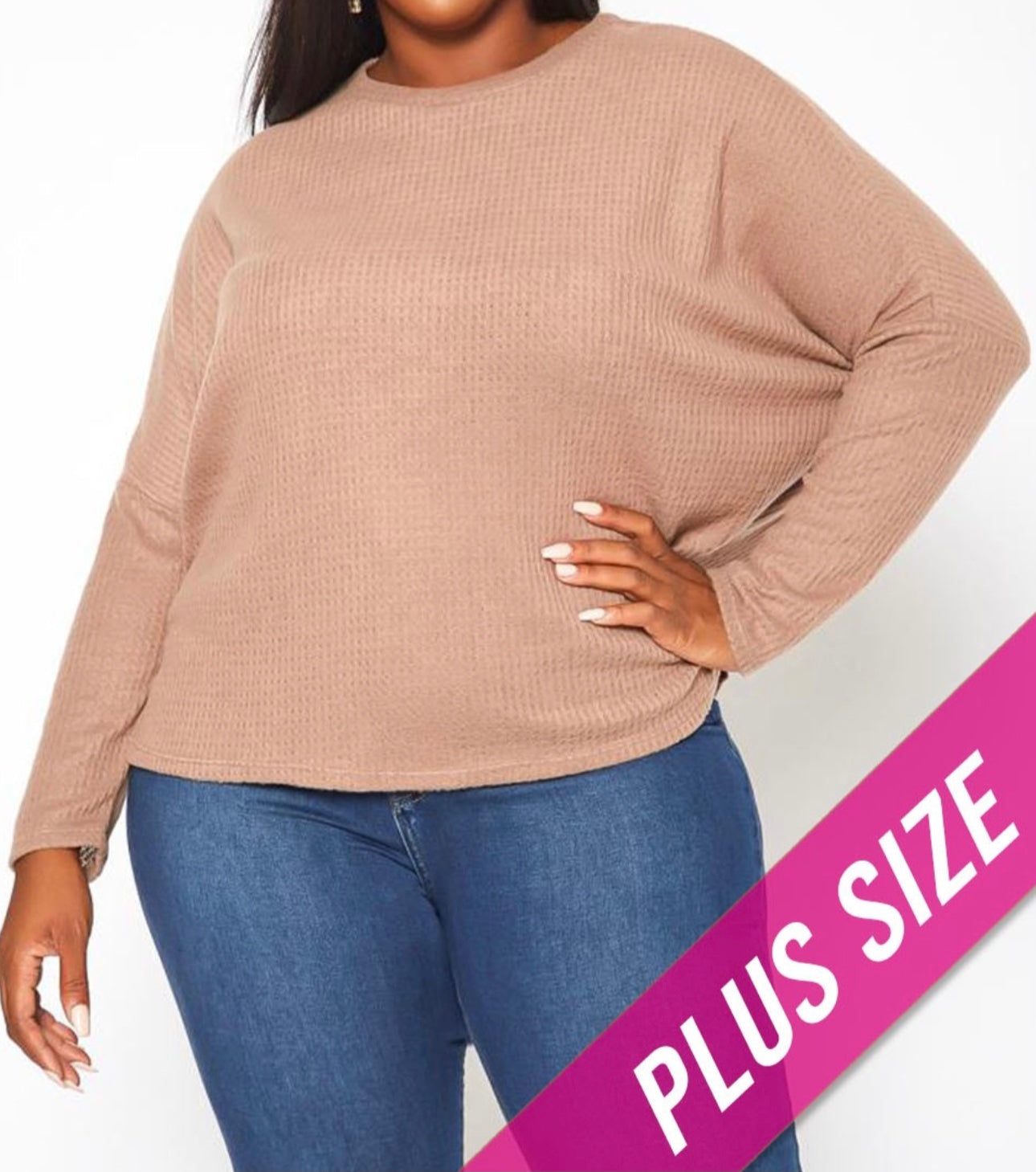 Curvy Mocha Waffle Top - Size 3X