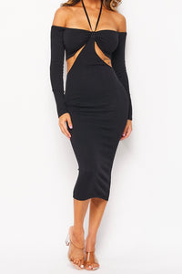 Nina Long Sleeve Midi Dress - Size S