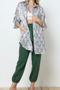 Nina Paisley Satin Long Shirt
