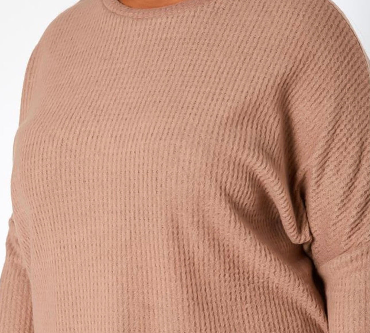 Curvy Mocha Waffle Top - Size 3X