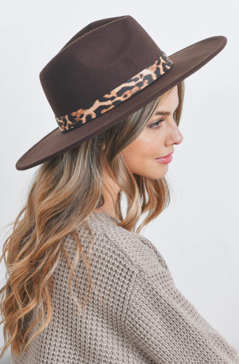 Nate Leopard Band Brim Hat