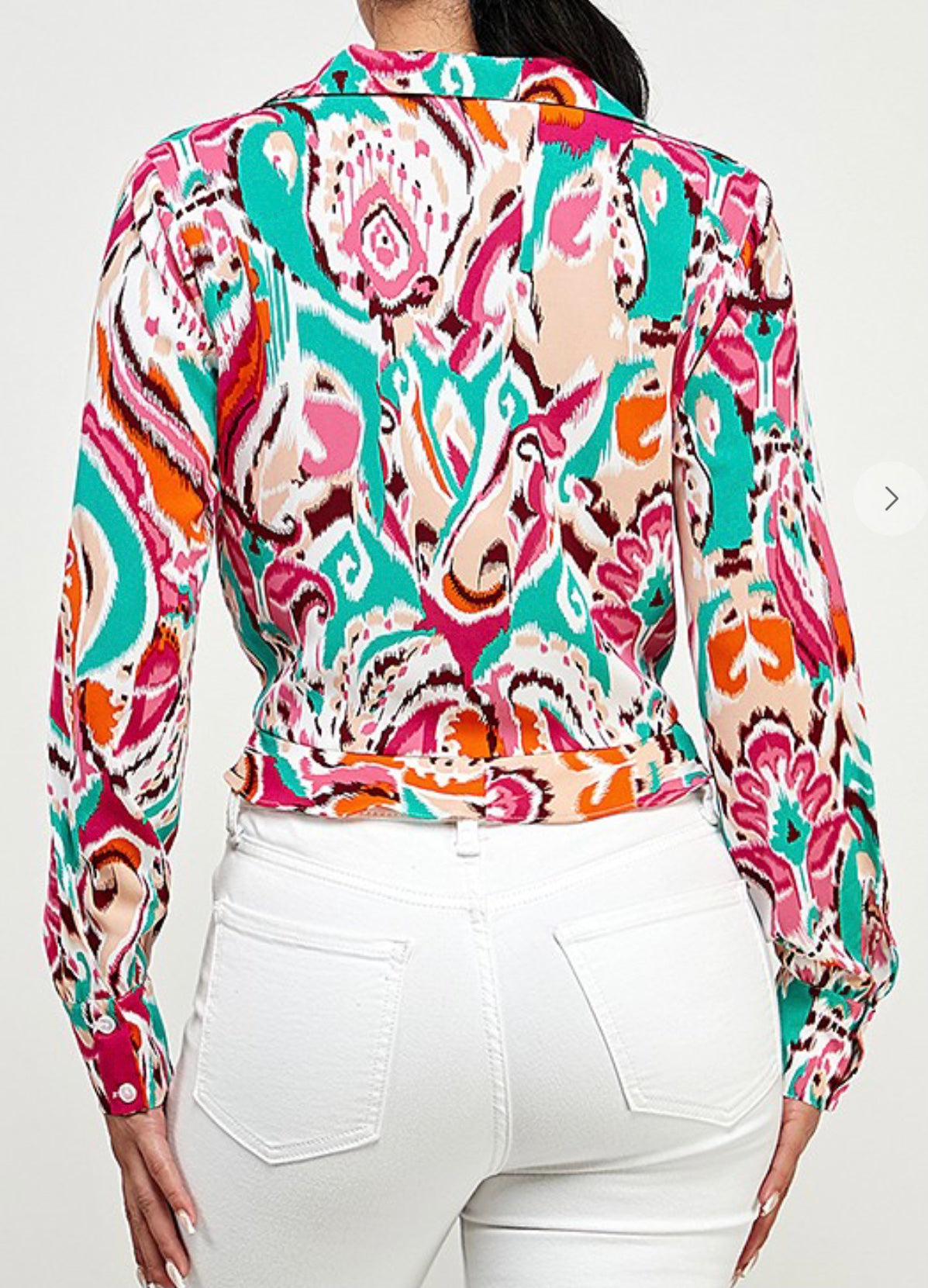 Elvia Printed Tie Front Top