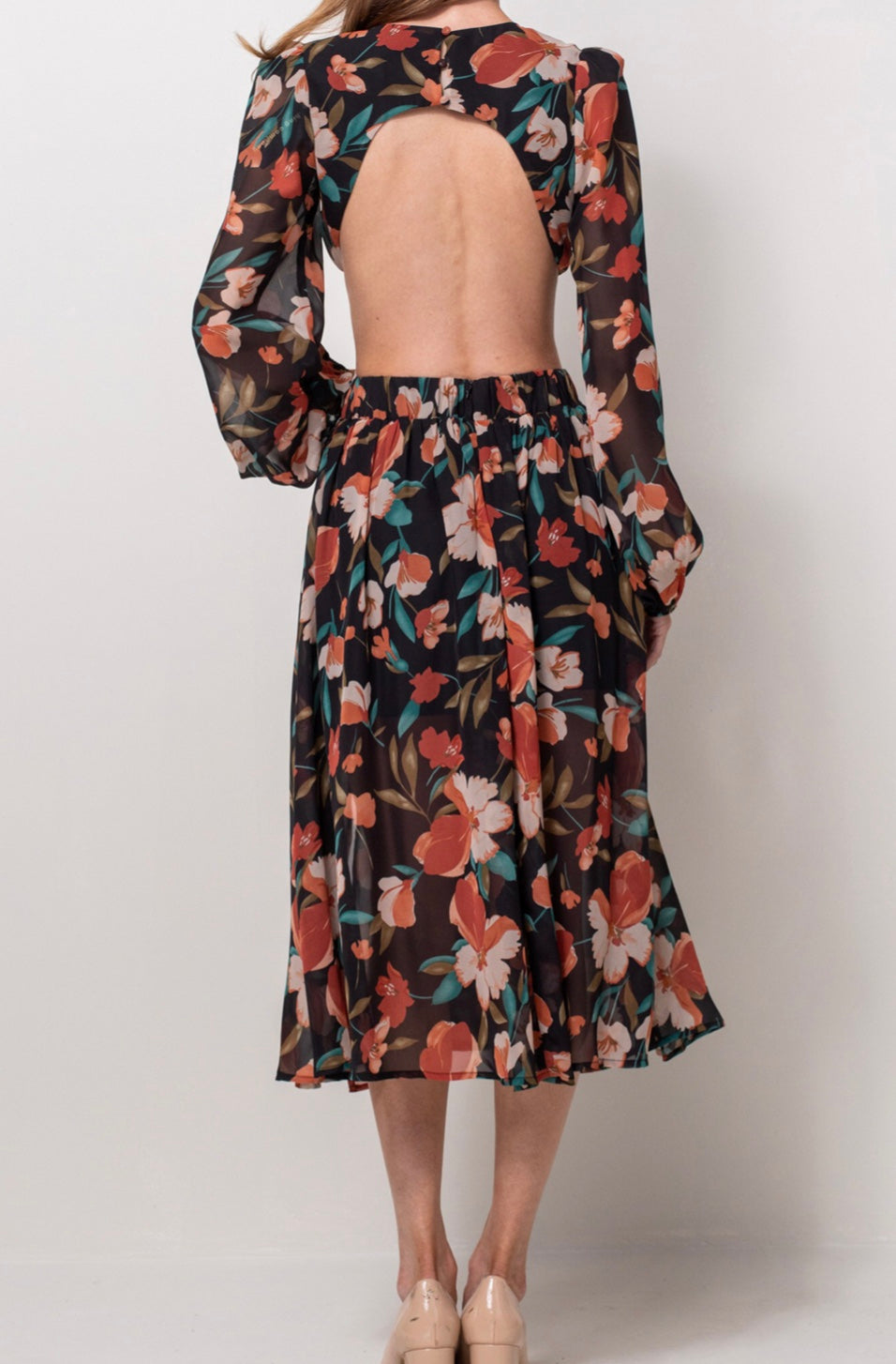 Serenity Floral Open Back Dress - Size L