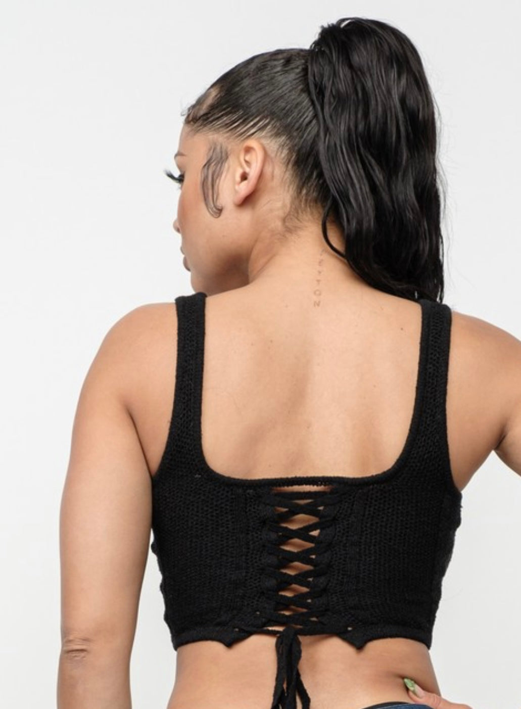 Andy Corset Back Pointelle Top - Size L