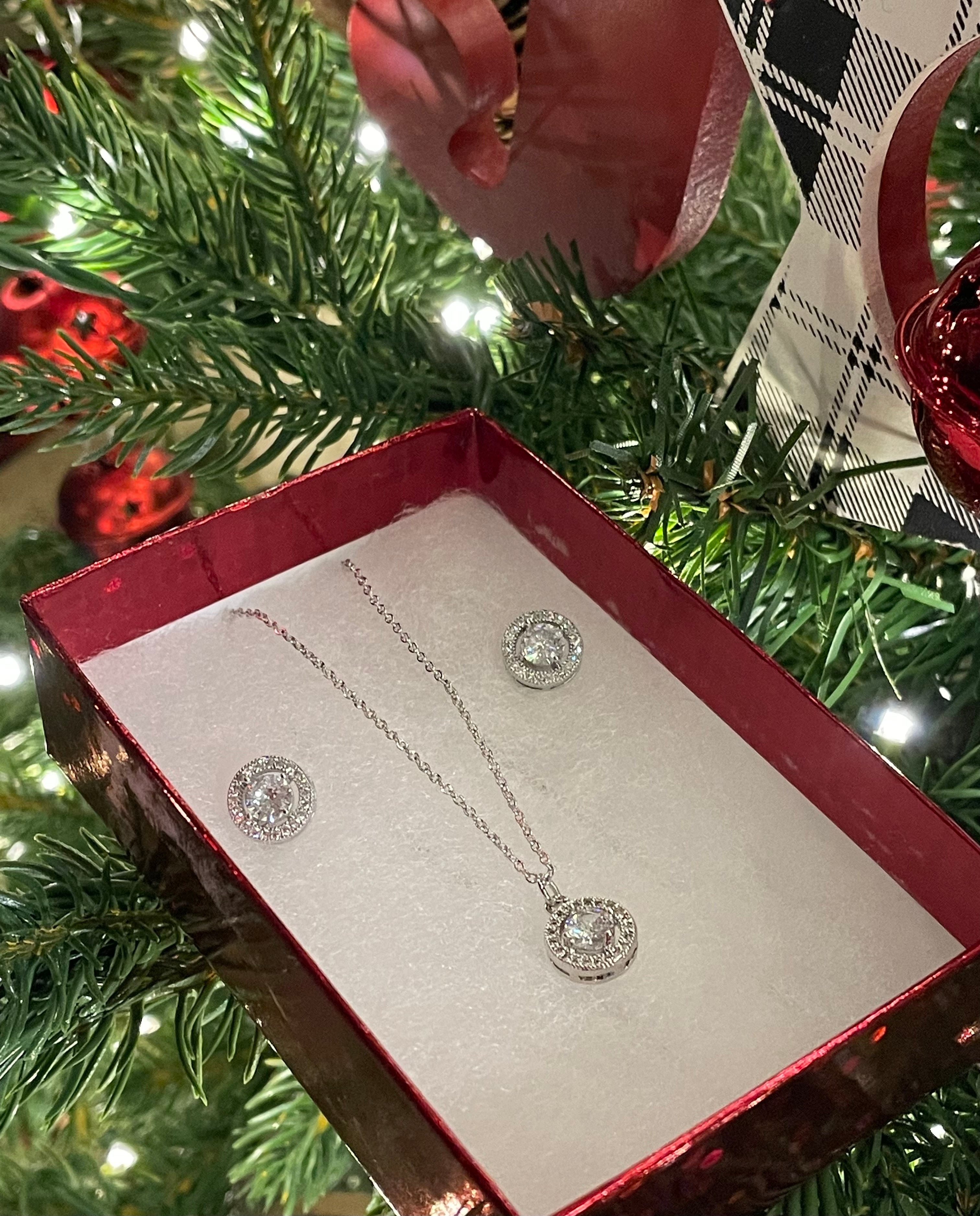 Cubic Zirconia Necklace & Earrings Set