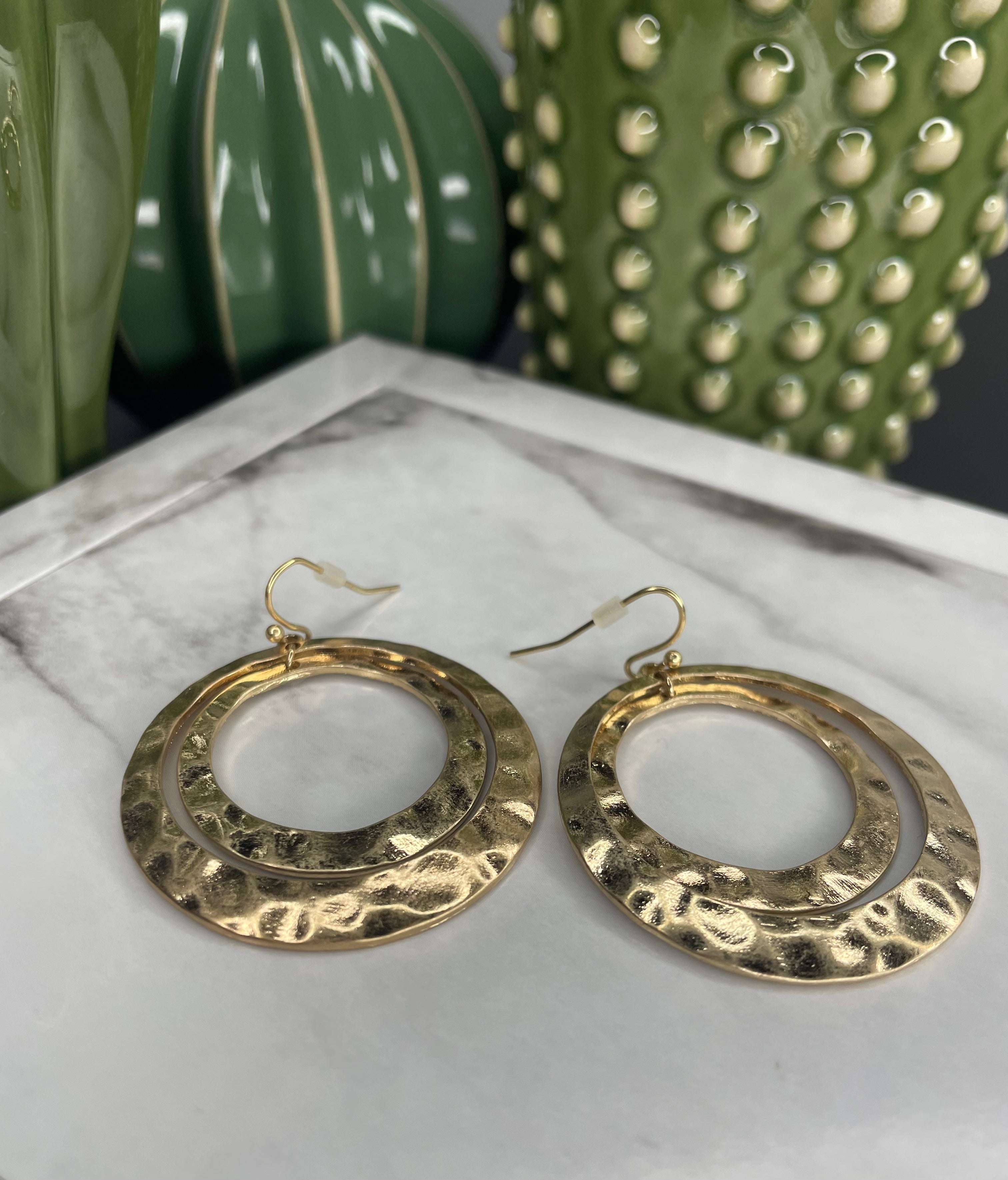Hammered Circles Drop Earrings