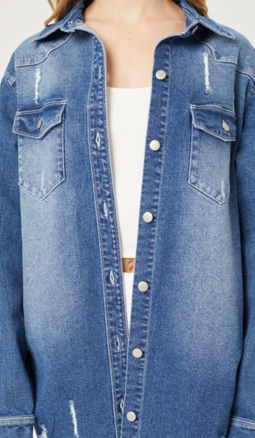 Zully Denim Long Shirt - Size L