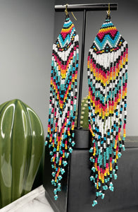 Long Beaded Fringe Earrings