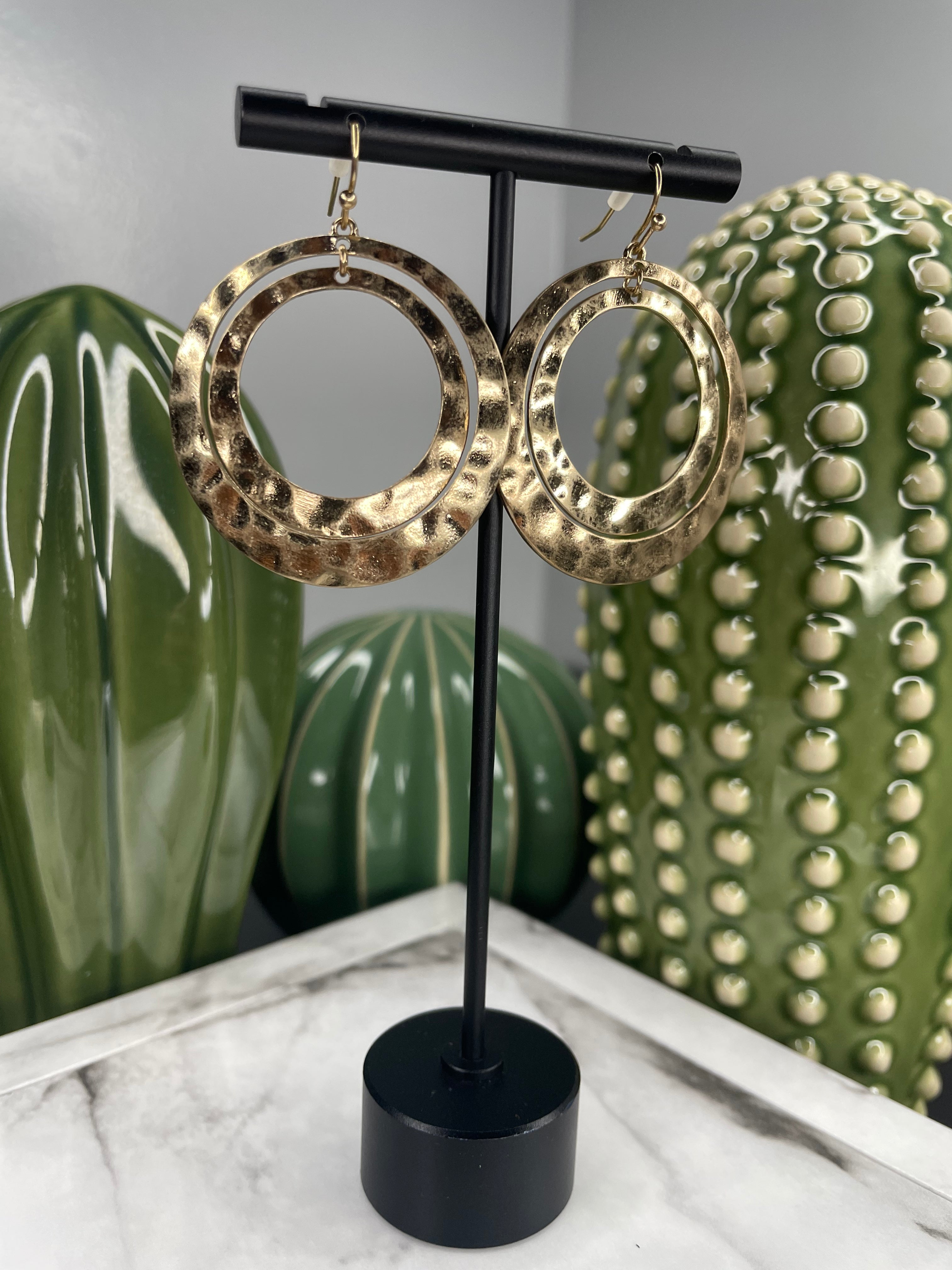 Hammered Circles Drop Earrings