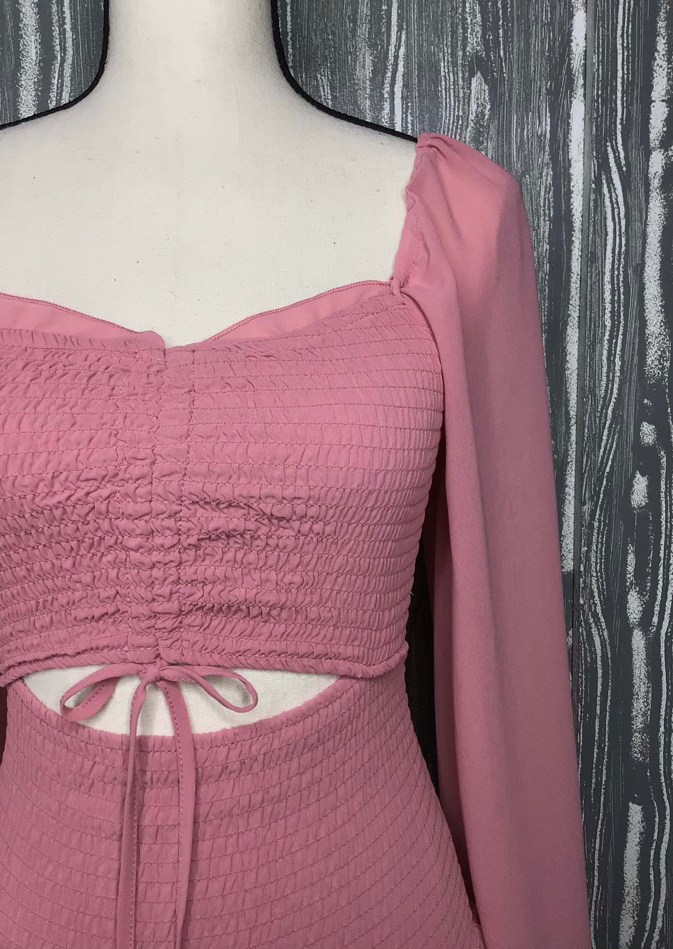 Luna Smocked Long Sleeve Dress - Size L