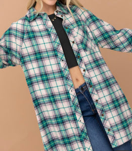 Angie Long Plaid Top