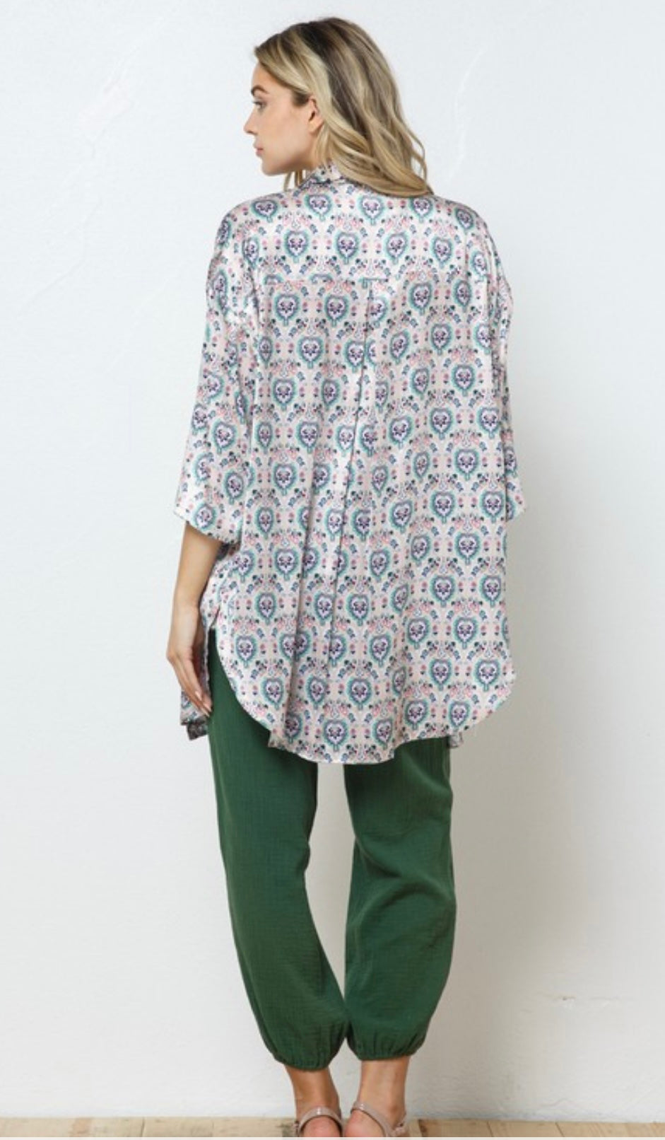 Nina Paisley Satin Long Shirt