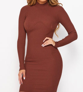 Nina Open Back Turtleneck Dress