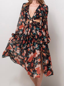 Serenity Floral Open Back Dress - Size L