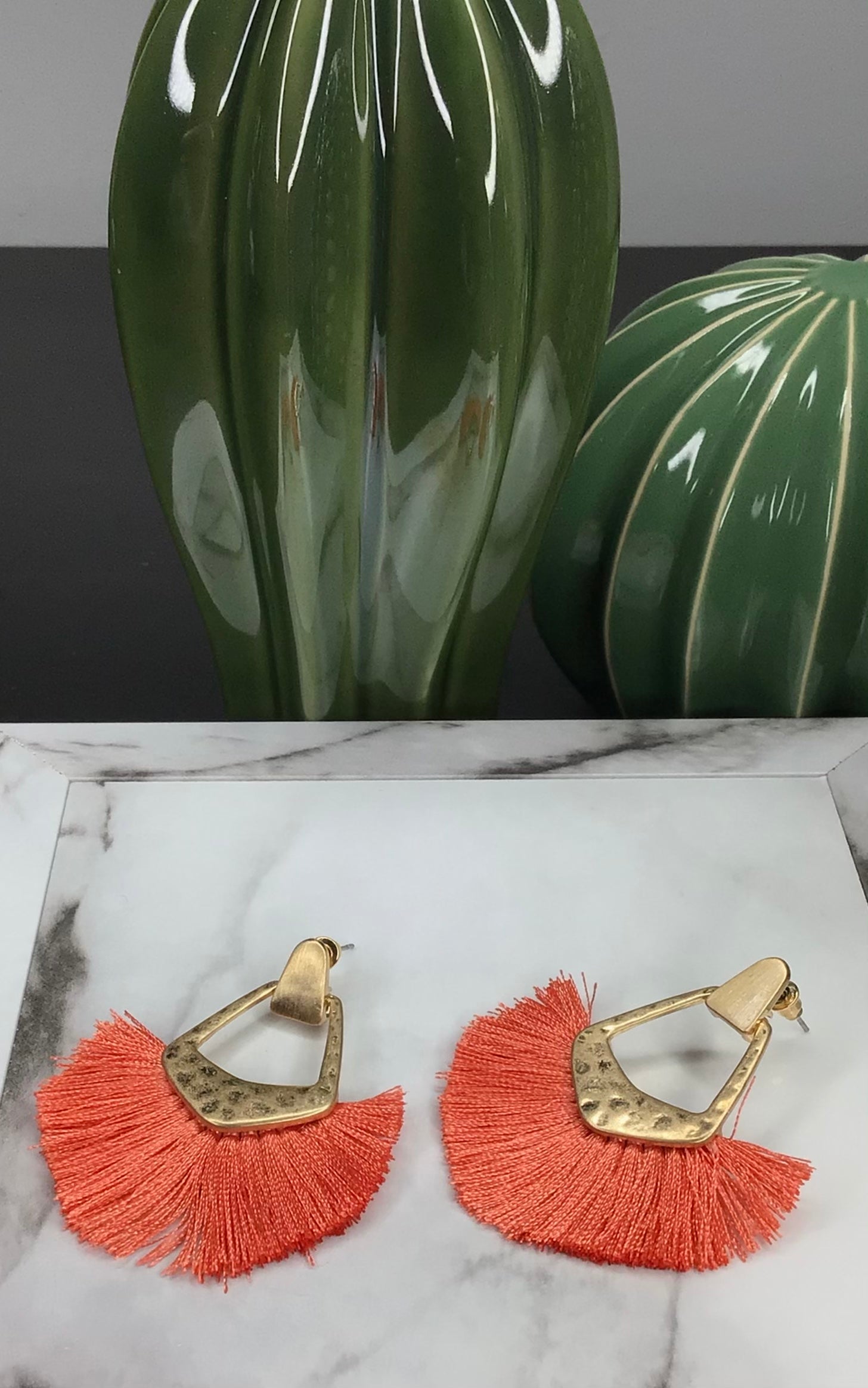 Coral Tassel Earrings
