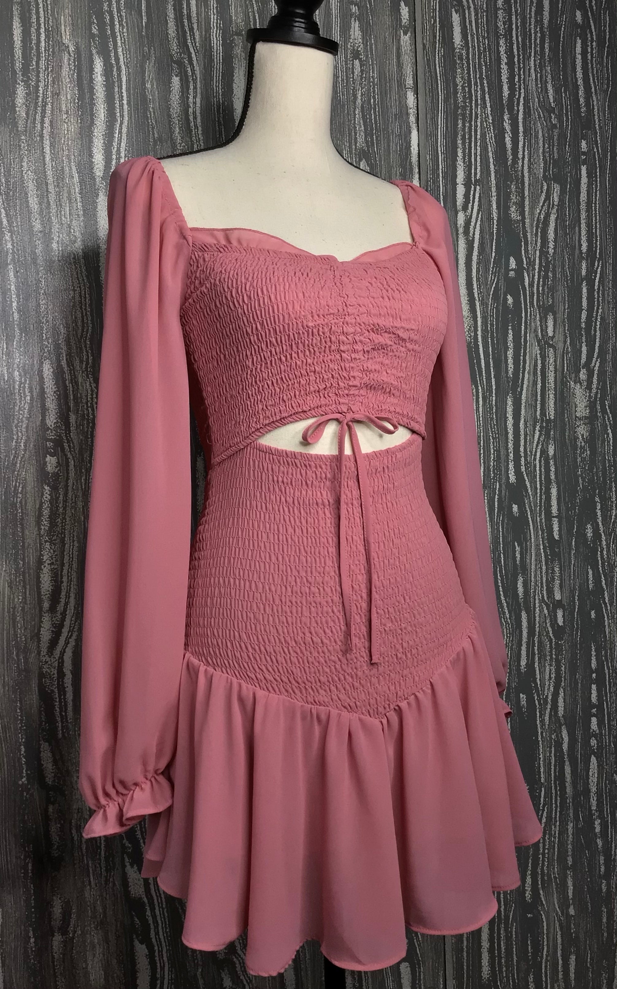 Luna Smocked Long Sleeve Dress - Size L