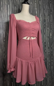 Luna Smocked Long Sleeve Dress - Size L
