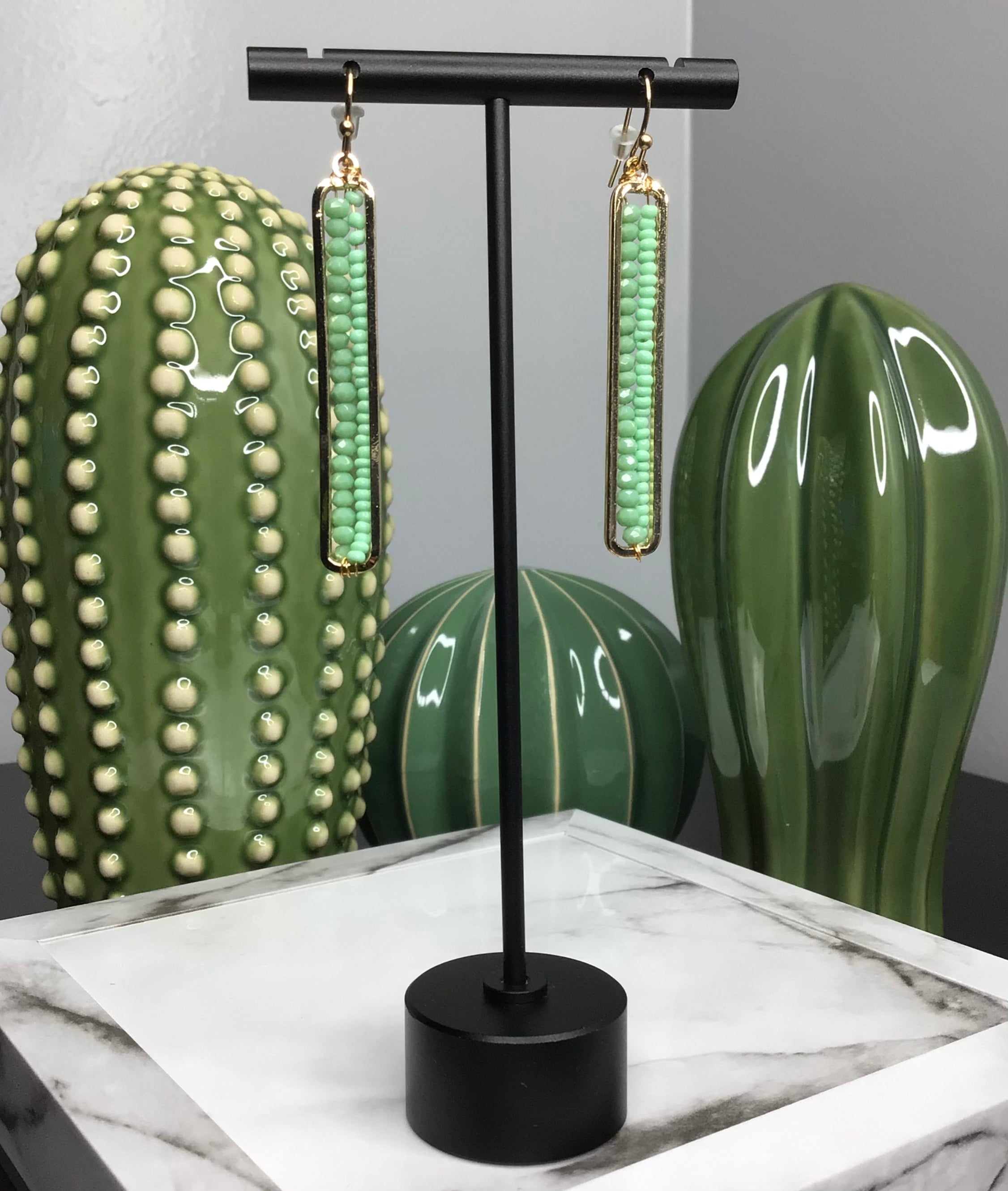 Green Beaded Earrings