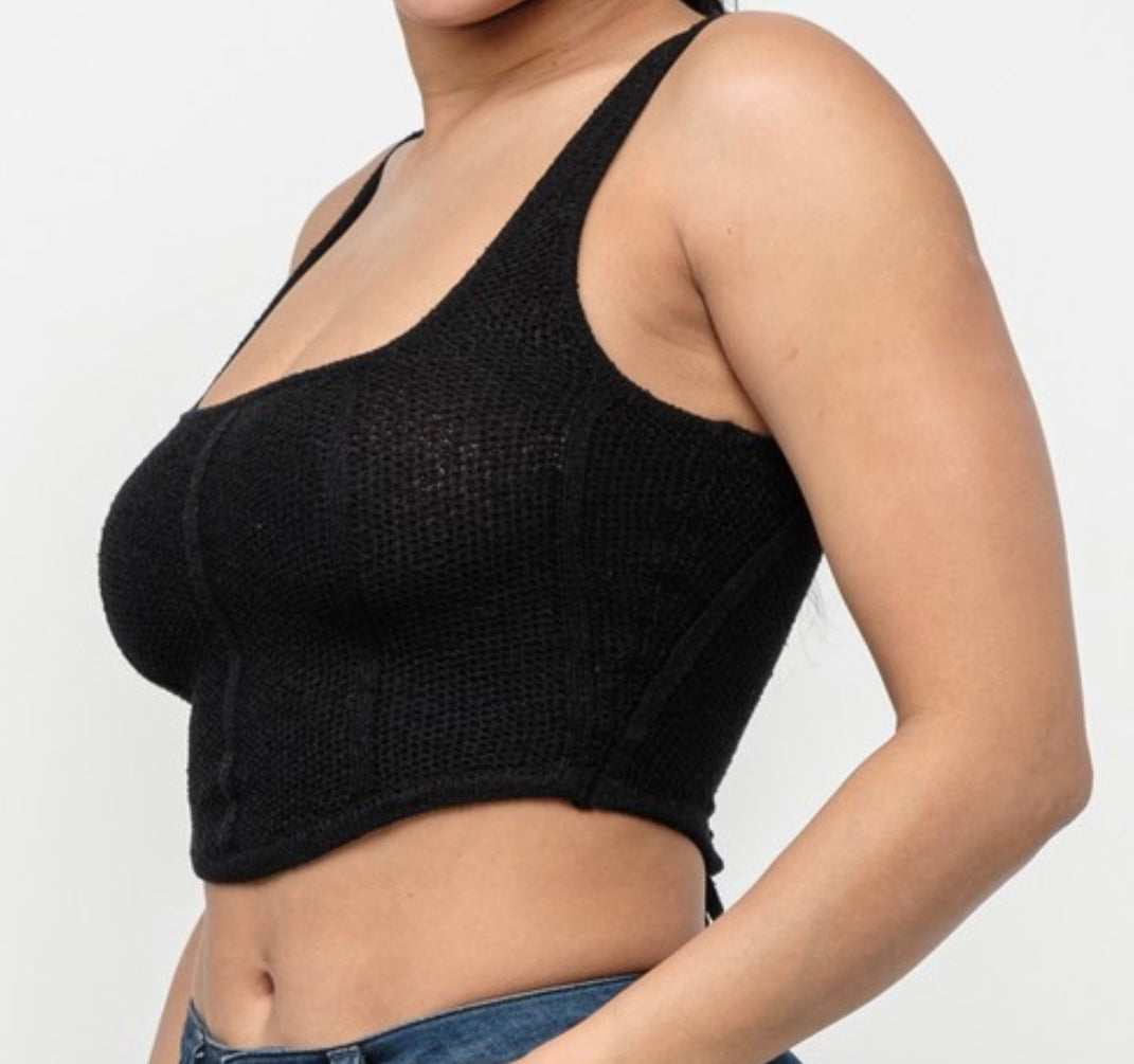 Andy Corset Back Pointelle Top - Size L