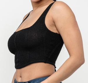 Andy Corset Back Pointelle Top - Size L
