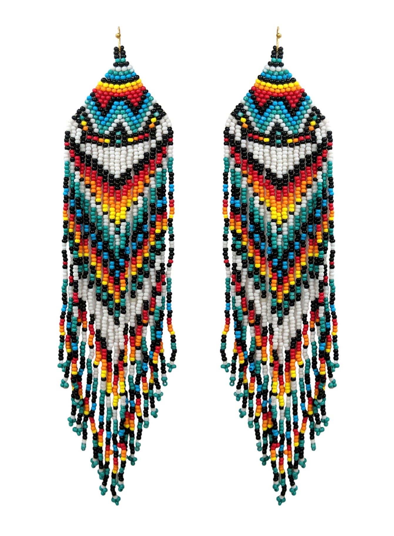 Long Beaded Fringe Earrings