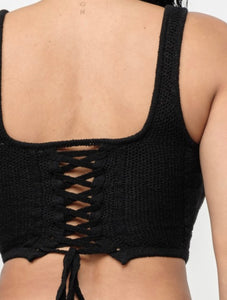 Andy Corset Back Pointelle Top - Size L