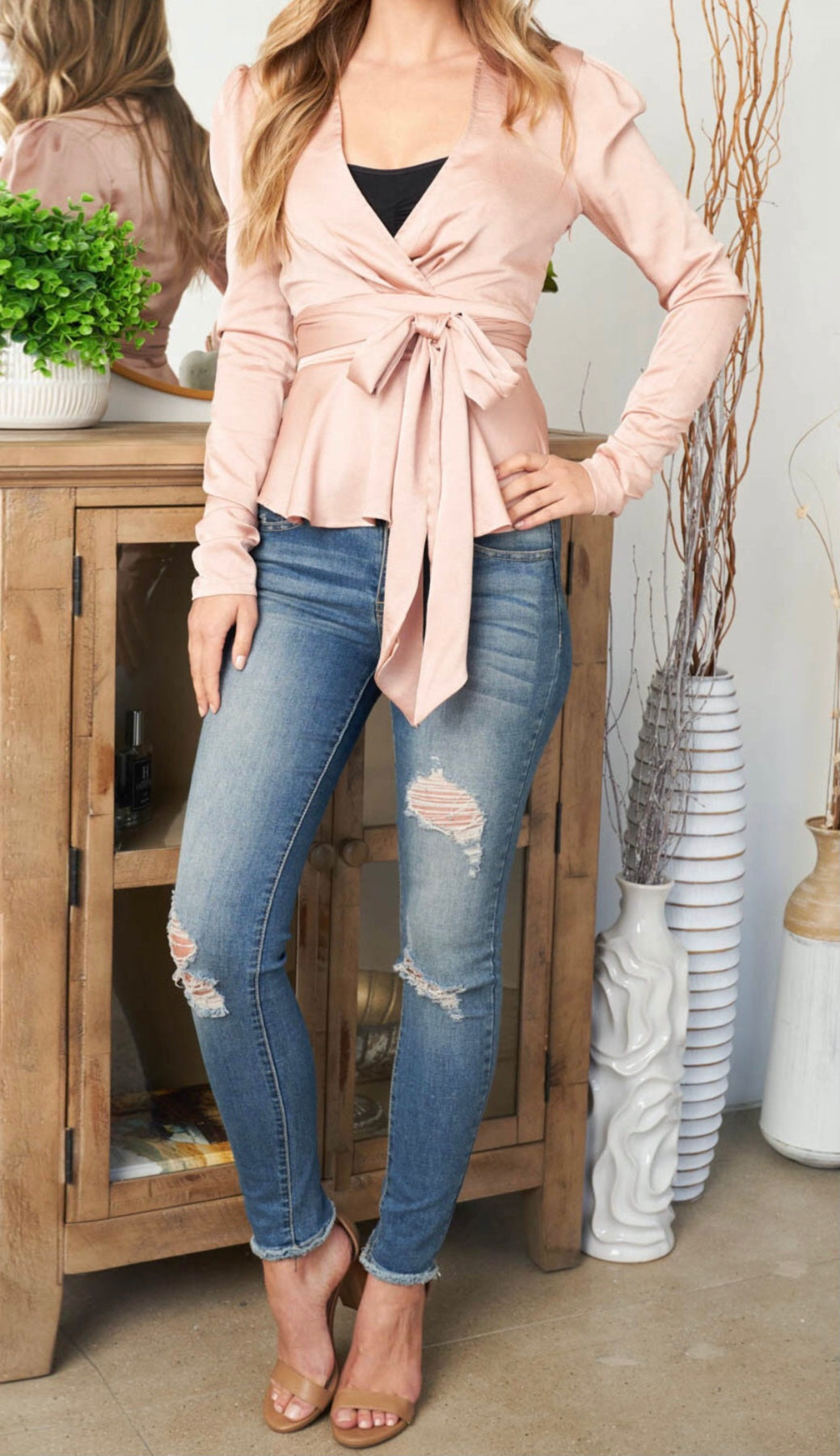 Nat Tie-Front Blouse - Size S