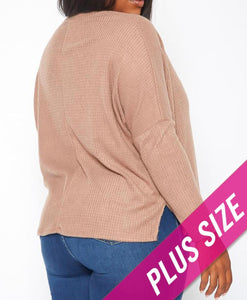 Curvy Mocha Waffle Top - Size 3X
