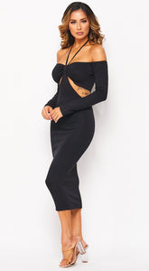 Nina Long Sleeve Midi Dress - Size S