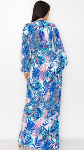 Sarah Printed Wrap Maxi Dress