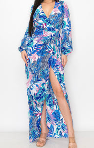 Sarah Printed Wrap Maxi Dress