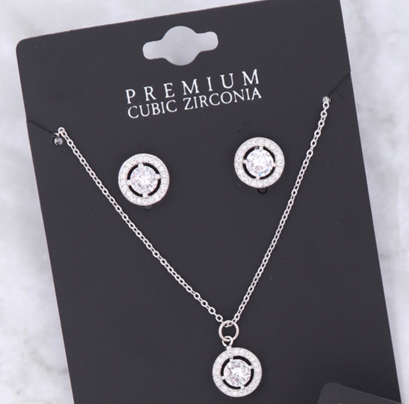 Cubic Zirconia Necklace & Earrings Set