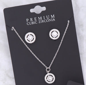 Cubic Zirconia Necklace & Earrings Set