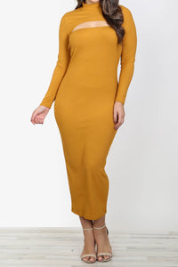 Curvy Mustard Midi Dress Set