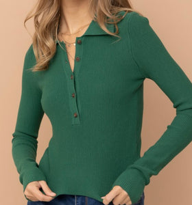 Zully Knit Long Sleeve Polo - Size S