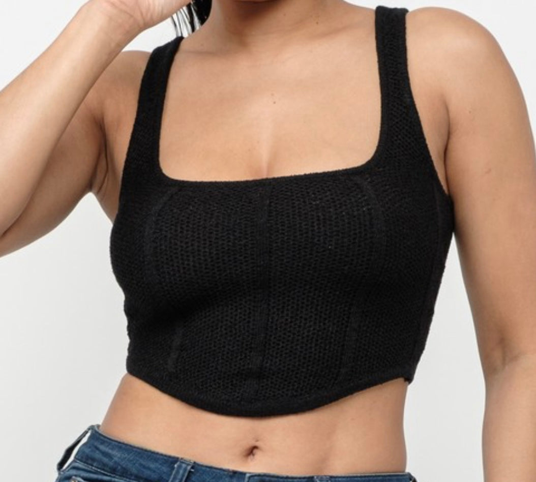 Andy Corset Back Pointelle Top - Size L